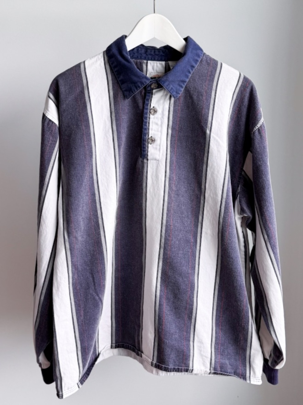 Vtg 90s Northern Elements Striped Rugby Shirt Polo Cotton Gorpcore M Oversized